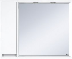 Зеркало Алиса -100 белое с 1 шкафчиком левое