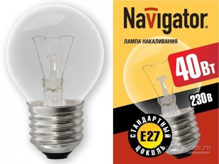 Лампа Navigator A Е27 40W ЛОН NI-A-40-230-E27-CL прозр. 162143