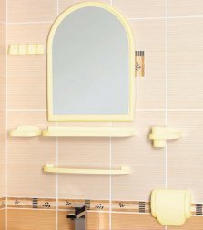 Зеркальный набор д/ванной комнаты АЛЕНА-2001 (8 предметов) 45х50 см беж