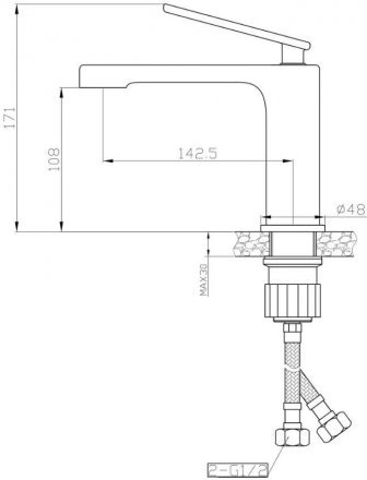 Смеситель для раковины Agger Beauty без донного клапана А2602100