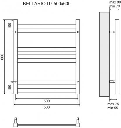 Полотенцесушитель электрический Lemark Bellario П7 LM68607E 500x600, левый/правый