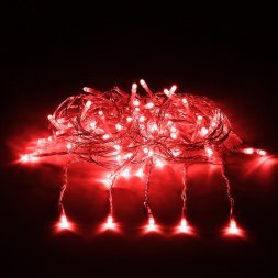 VEGAS   Электрогирлянда &quot;Занавес&quot; 156 красных LED ламп, 12 нитей, контроллер 8 режимов, прозрачный провод, 1,5*1,5 м, 220 v /20 55080